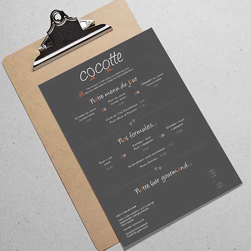 Menus papier